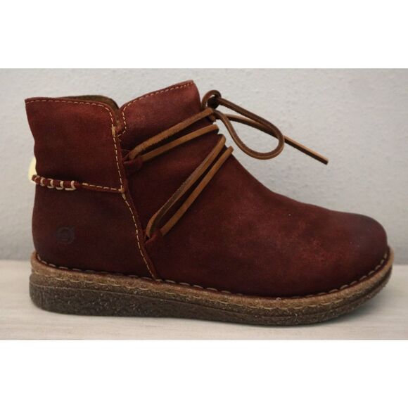 Born BR0027644 Women's Sz 6M Dark Red Distressed Calyn Suede Booties - Picture 7 of 15